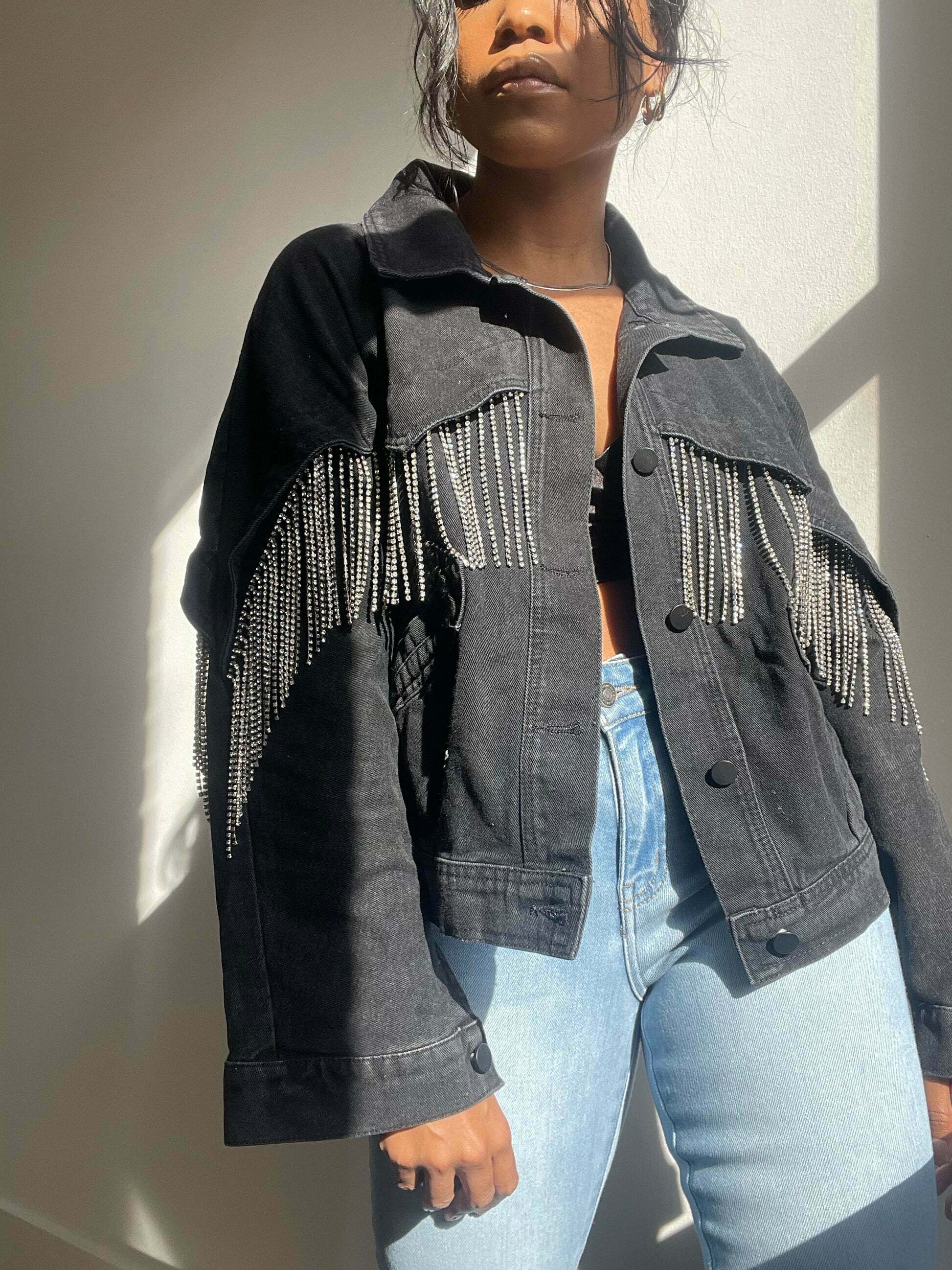 Black Fringe Denim Jackets