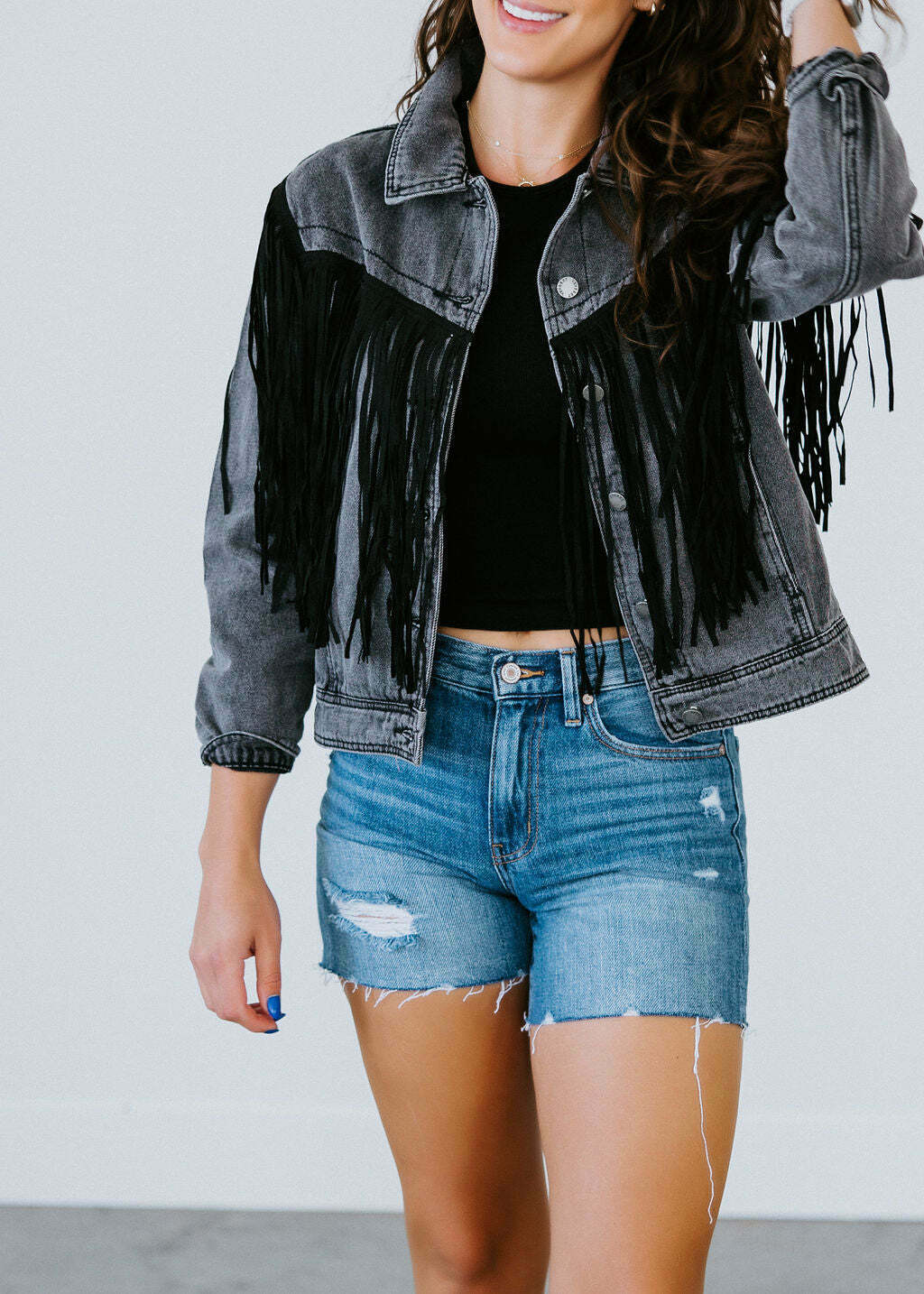 Black Fringe Denim Jackets