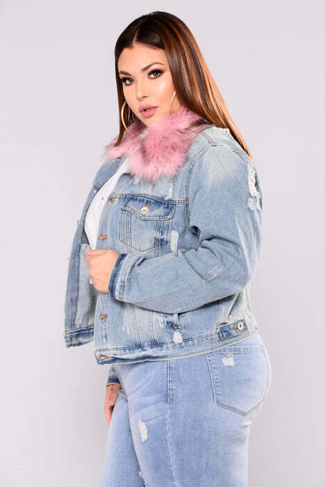 Denim Jacket with Pink Fur A Fashion Must-Have