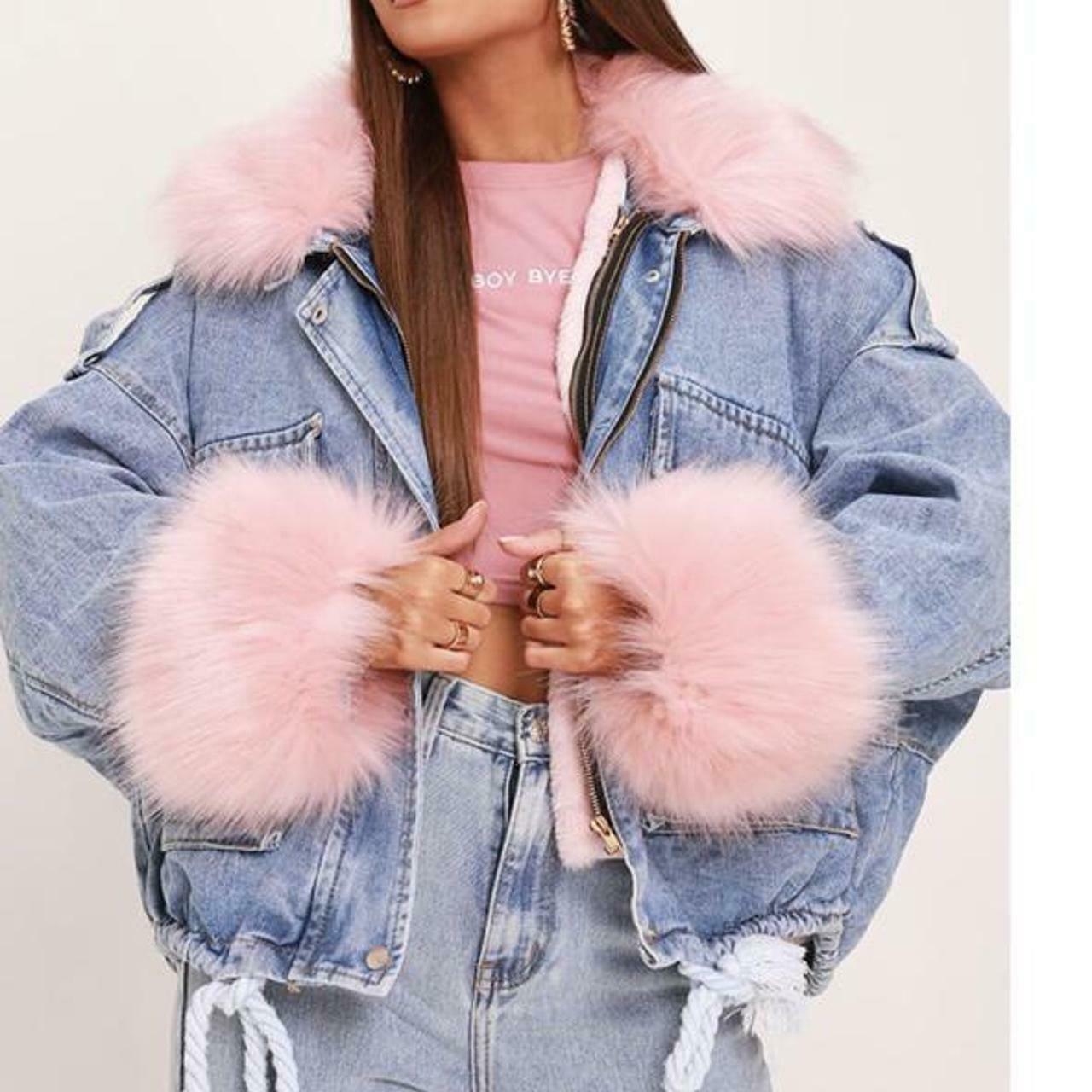 Denim Jacket with Pink Fur A Fashion Must-Have