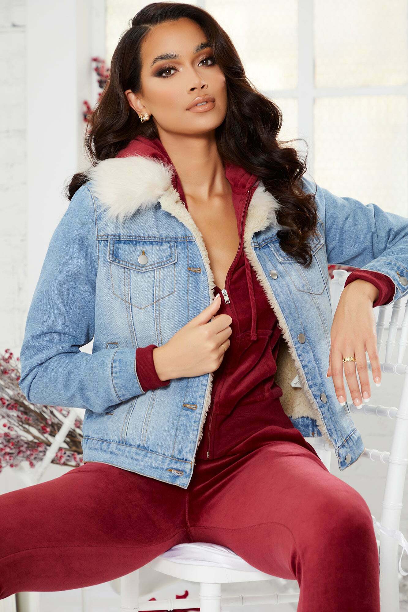 Denim Jacket with Pink Fur A Fashion Must-Have