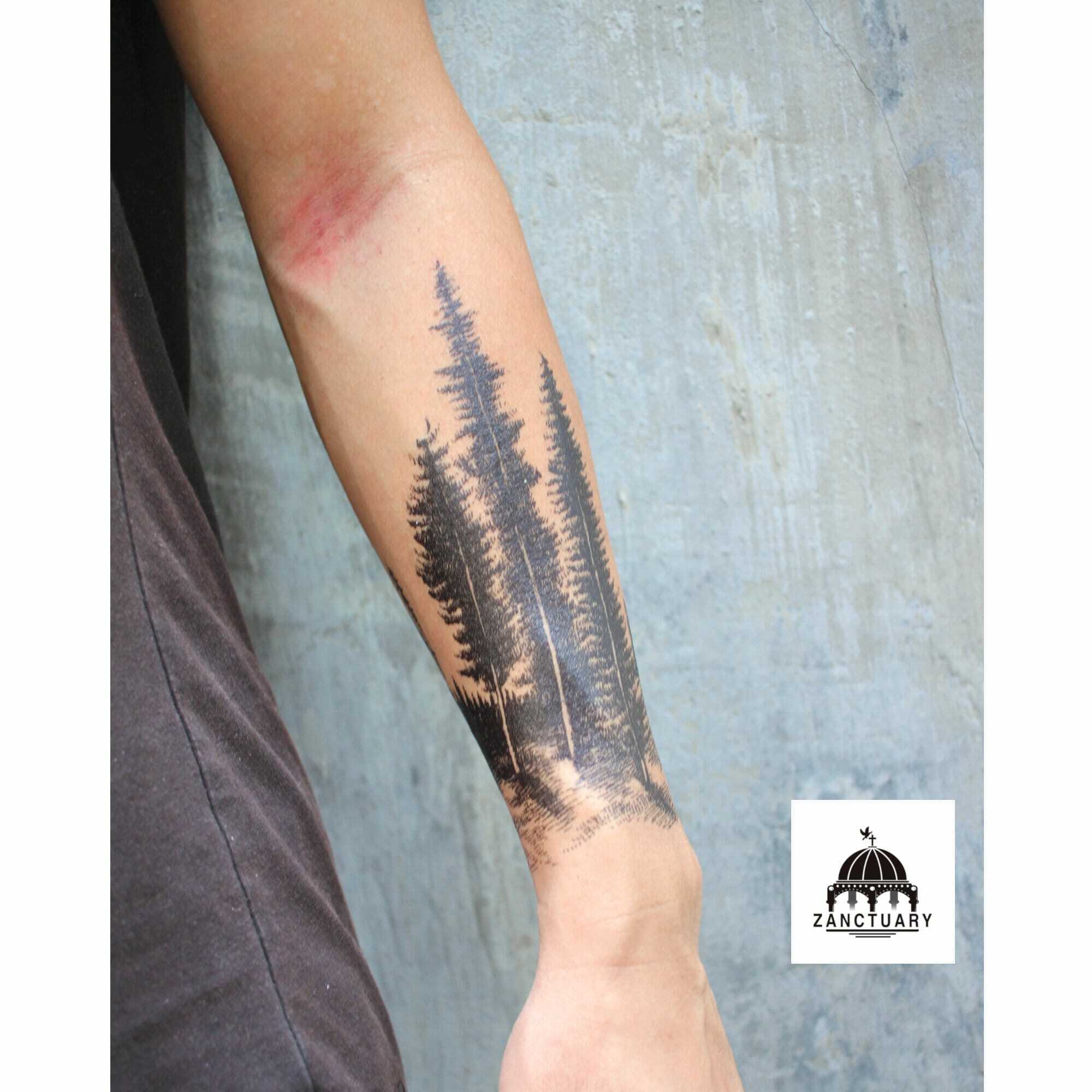 Half Arm Forest Tattoo The Perfect Blend of Nature and Art