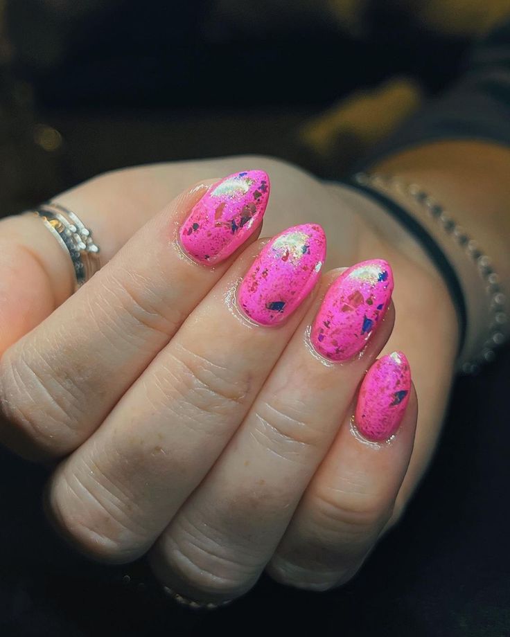 Hot Pink Nails with Design Adding a Pop of Color to Your Nail Game