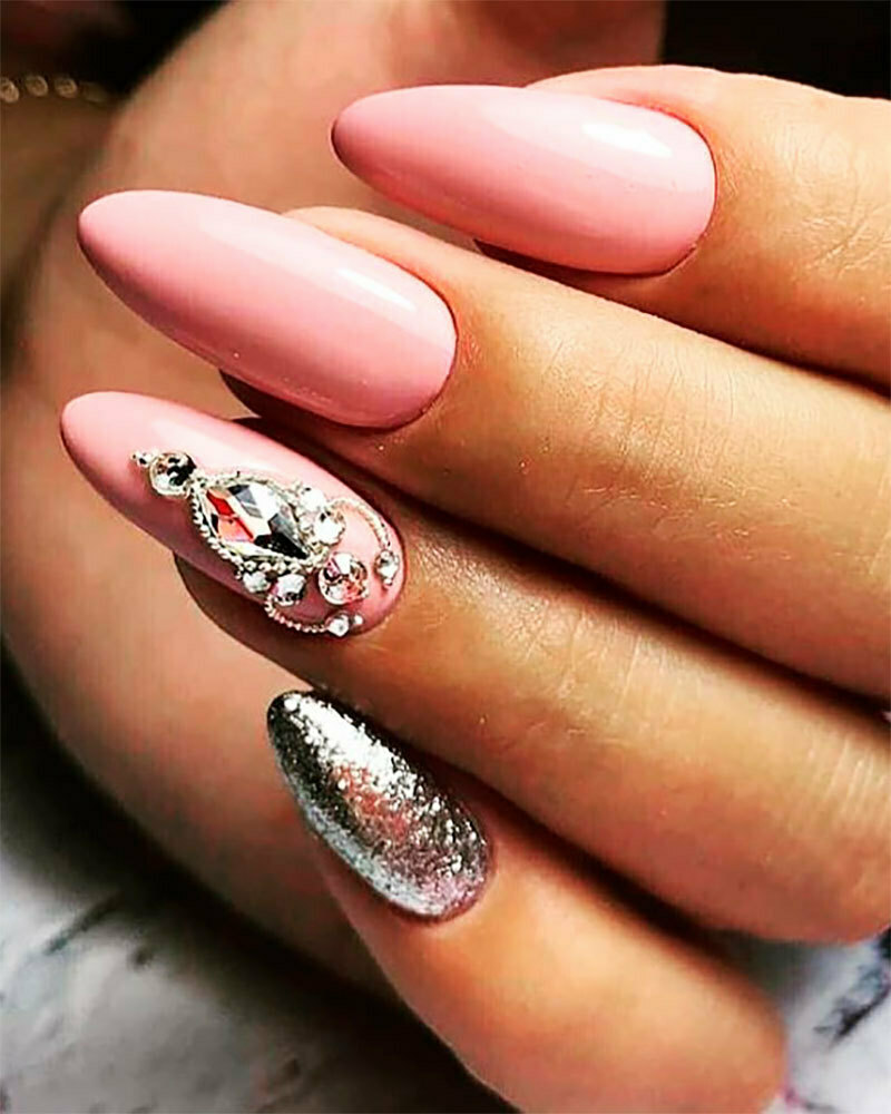 Hot Pink Nails with Glitter Add Some Sparkle to Your Look