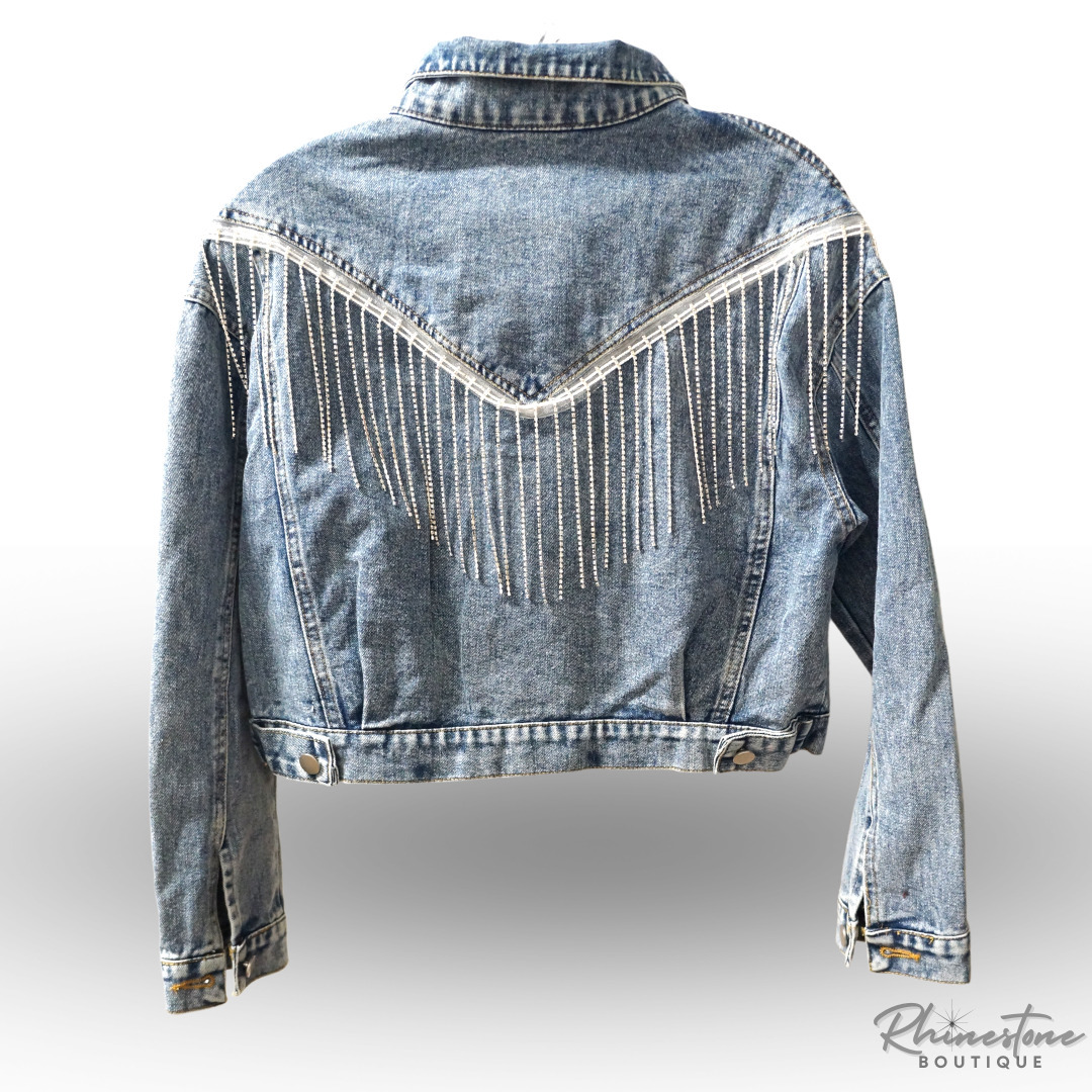 Jean Jacket with Rhinestone Fringe The Ultimate Statement Piece