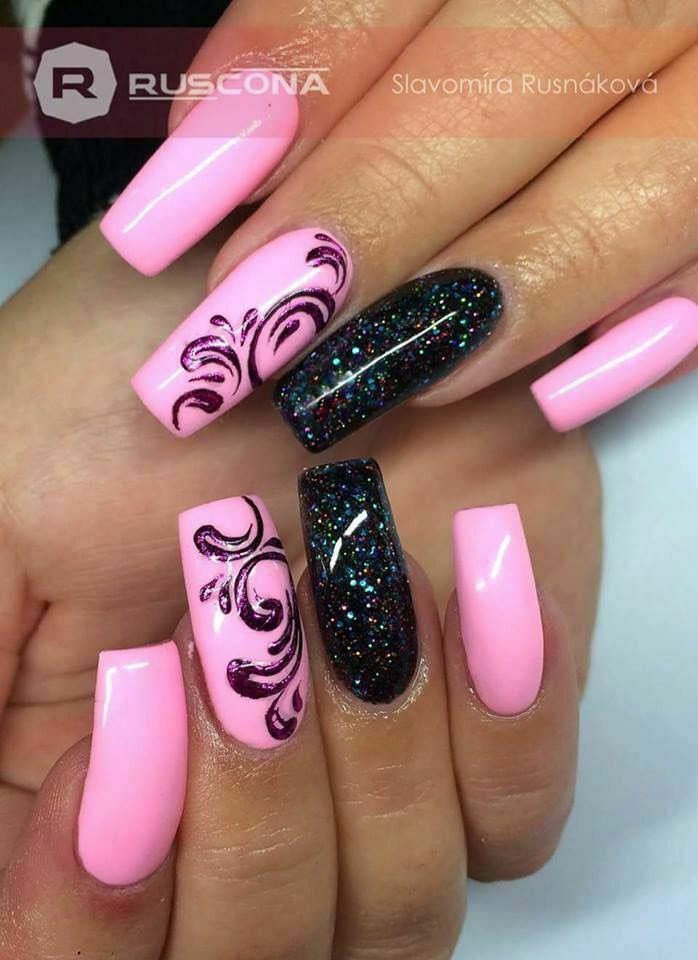 Pink and Black Nails A Bold and Chic Combination