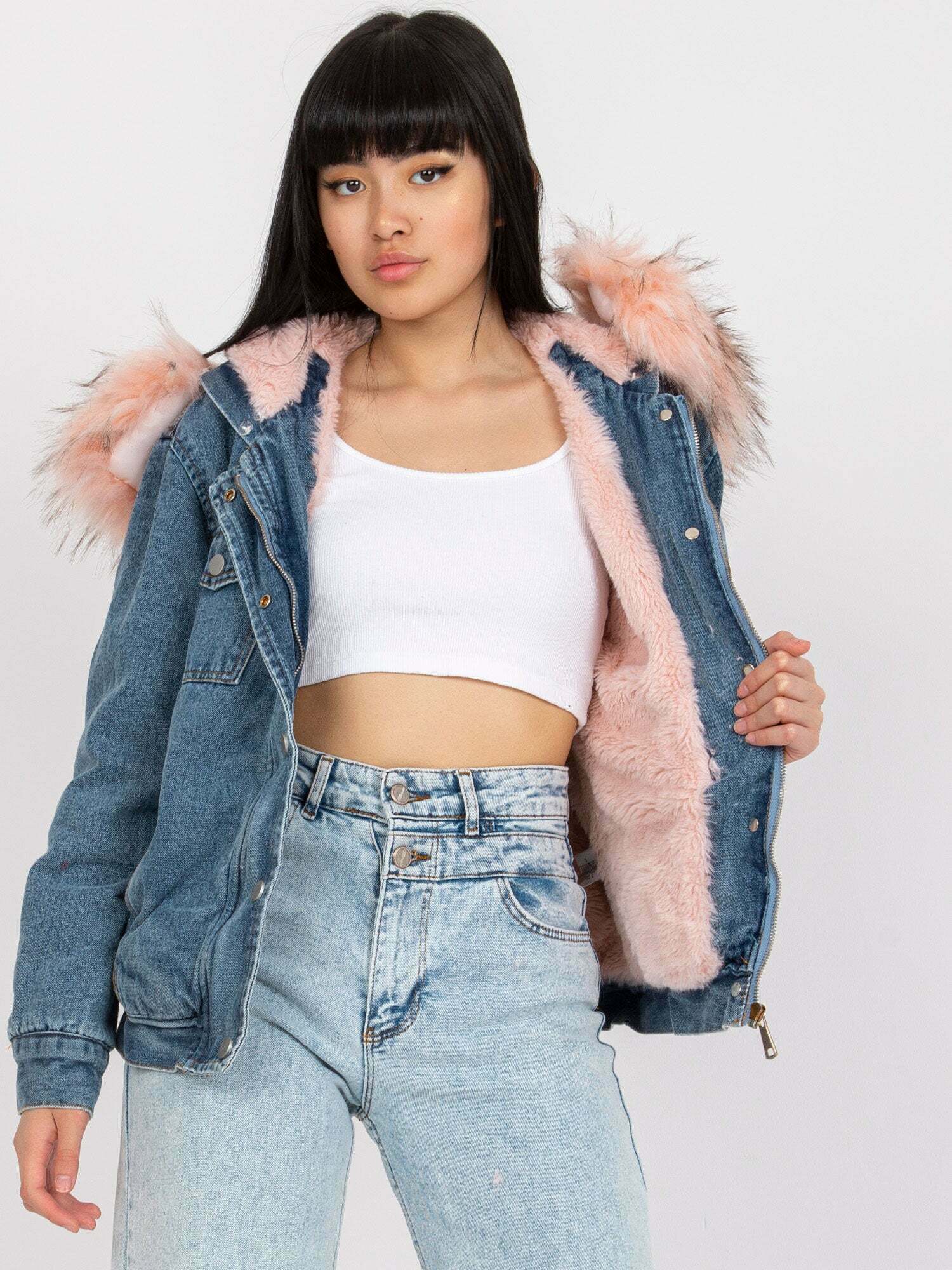 The Hottest Trend Pink Fur Denim Jacket