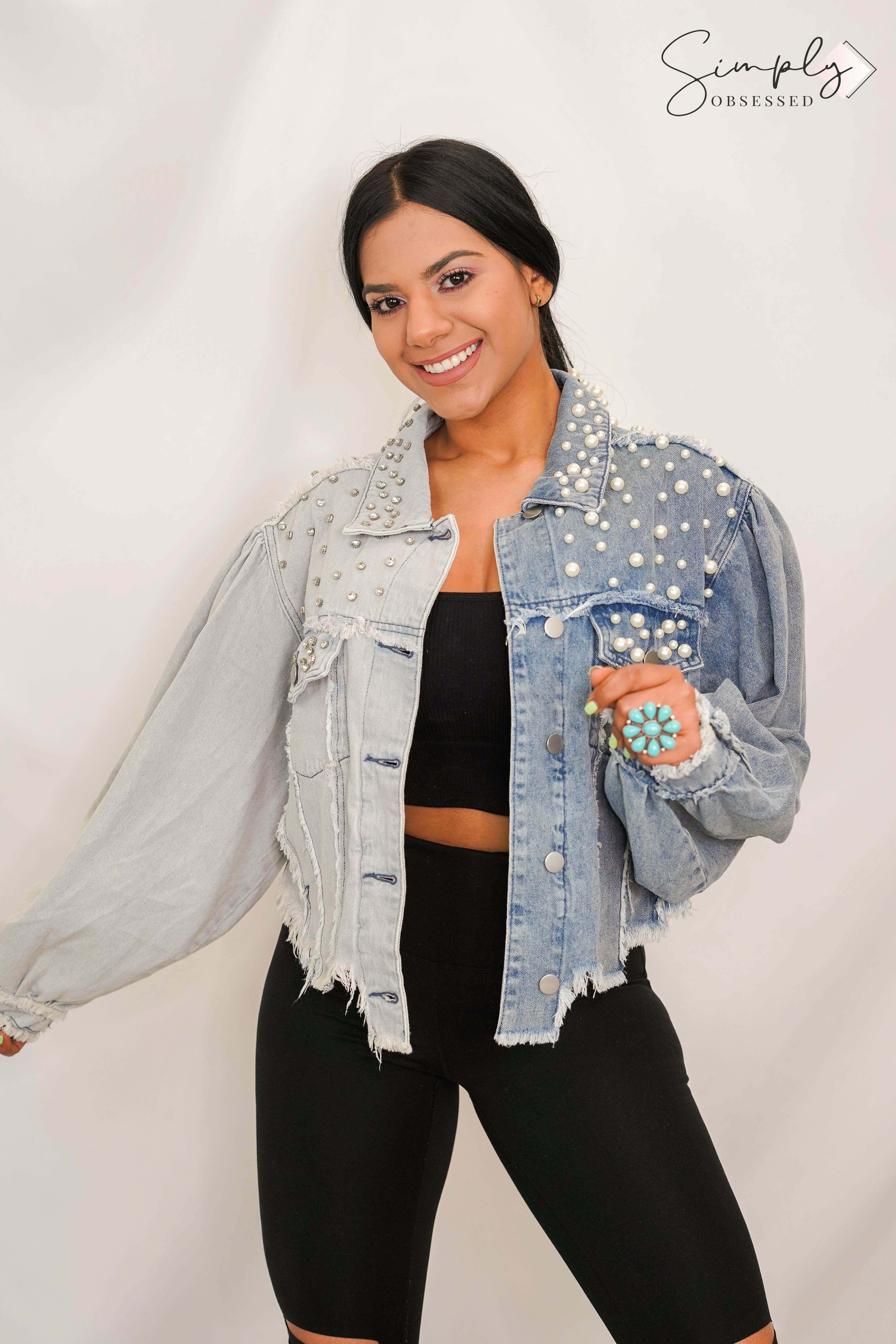 Rhinestone Denim Jacket Plus Size The Perfect Sparkly Addition to Your Wardrobe