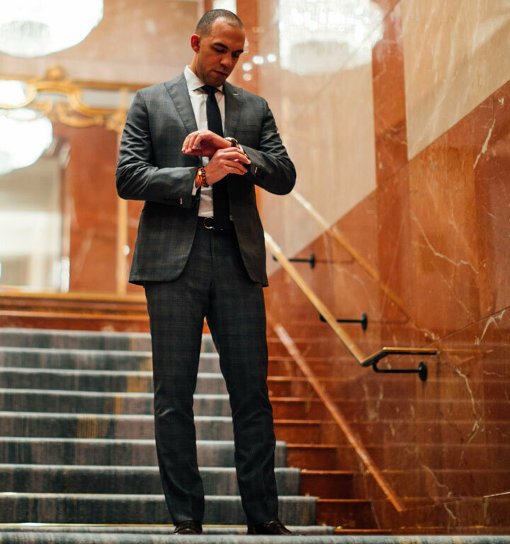 The Perfect Combination Navy Suit and Brown Shoes