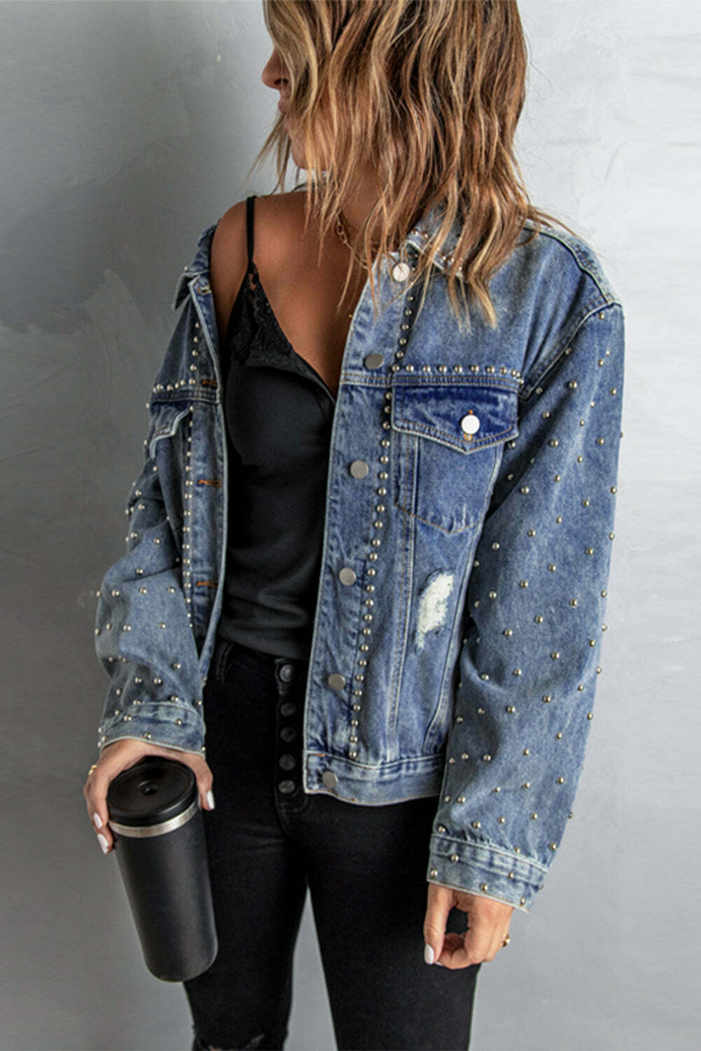 The Versatile and Edgy Studded Denim Jacket