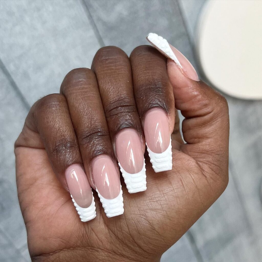 White French Tip Nails with Design Elevate Your Nail Game