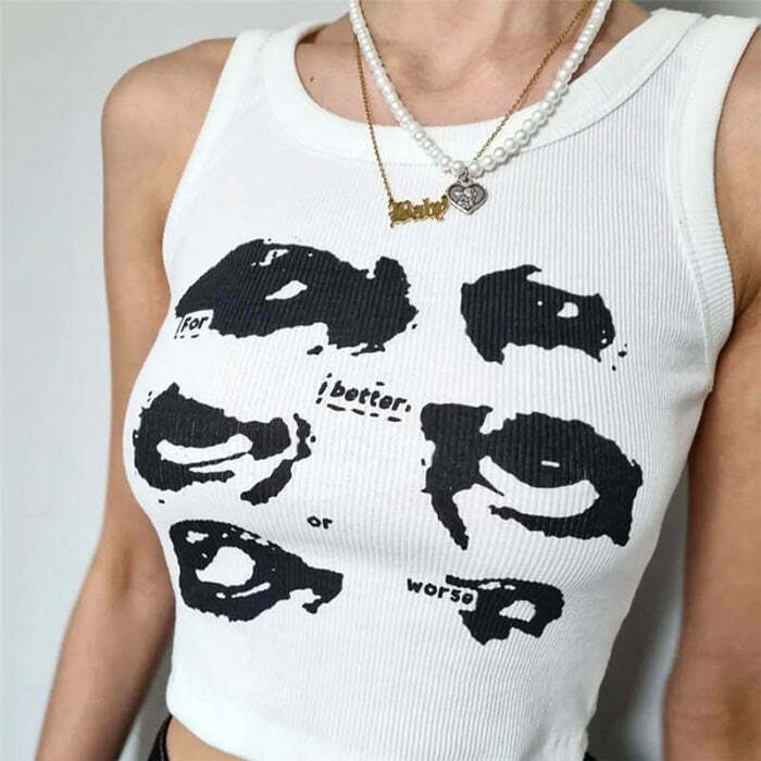 Aesthetic Eyes Tank Top - Y2K & 90s Fashion, Grunge, Retro, Summer, Party, and