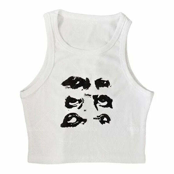 Aesthetic Eyes Tank Top - Y2K & 90s Fashion, Grunge, Retro, Summer, Party, and