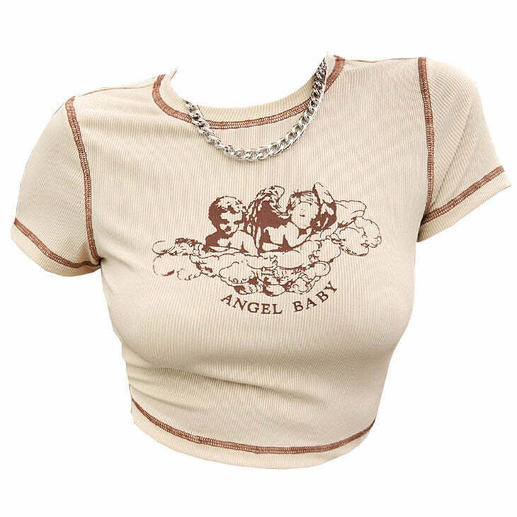 Angel Baby Crop Top - Y2K & 90s Fashion, Grunge, Retro, Summer Outfits, Y2