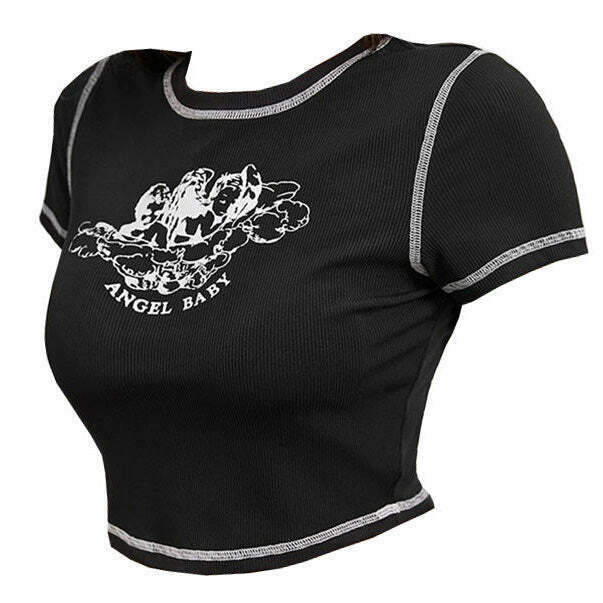 Angel Baby Crop Top - Y2K & 90s Fashion, Grunge, Retro, Summer Outfits, Y2