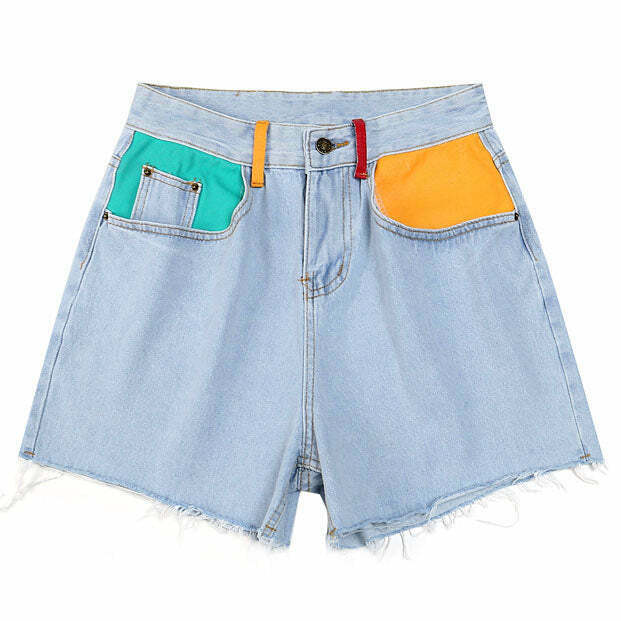 Artsy Denim Shorts - Y2K Summer Grunge, 90s Retro, Pastel Goth, and Hip Hop