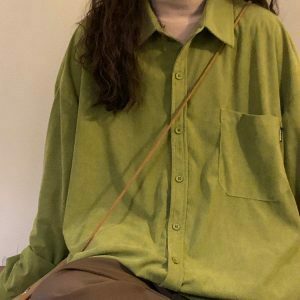 Autumn Colors Cord Shirt - Y2K & 90s Fashion, Grunge, Retro, Summer & Party Outfits