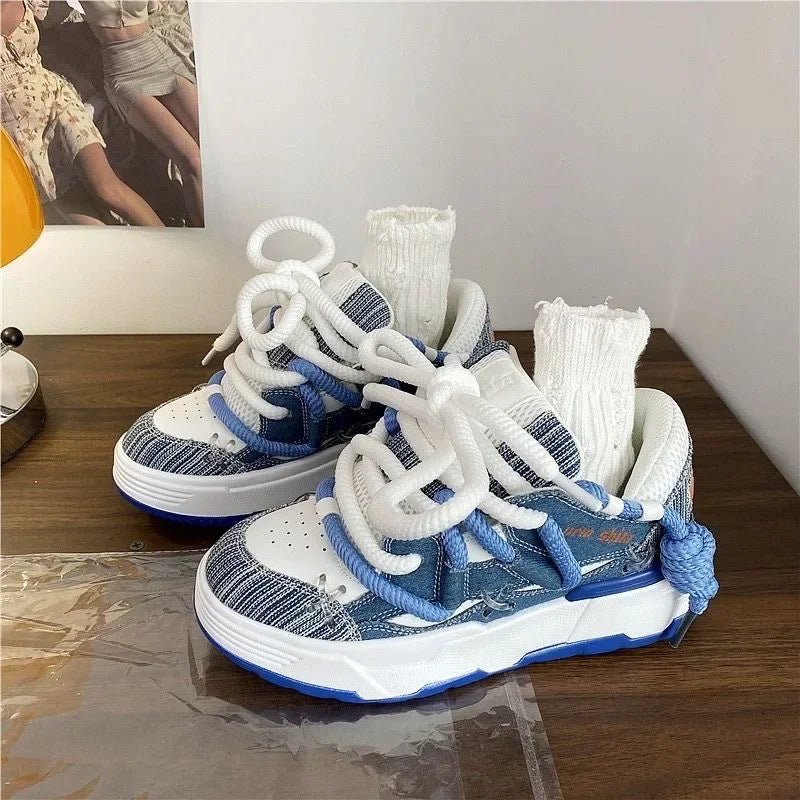 Azure Wave Sneakers - Y2K & 90s Fashion, Grunge, Retro, Summer & Party Outfits