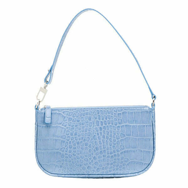 Baby Blue Baguette Bag - Y2K & 90s Fashion, Grunge, Retro, Summer & Party