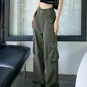 Baggy Y2K Denim Cargo Pants - 90s Grunge, Retro Style, Y2K Summer Outfits,