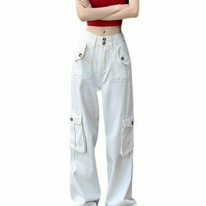 Baggy Y2K Denim Cargo Pants - 90s Grunge, Retro Style, Y2K Summer Outfits,