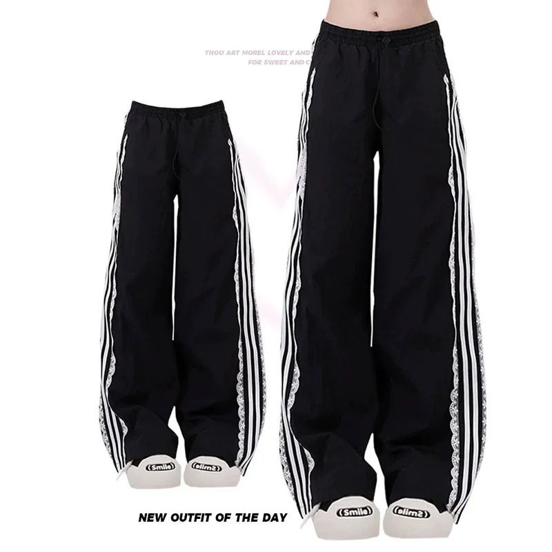 Black Gothic Flare Pants - Y2K Streetwear Aesthetic High Waist Sweatpants