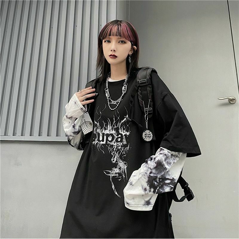 Black Long Sleeve E-Girl T-Shirt - Y2K Grunge, 90s Fashion, Retro Summer & Party Out