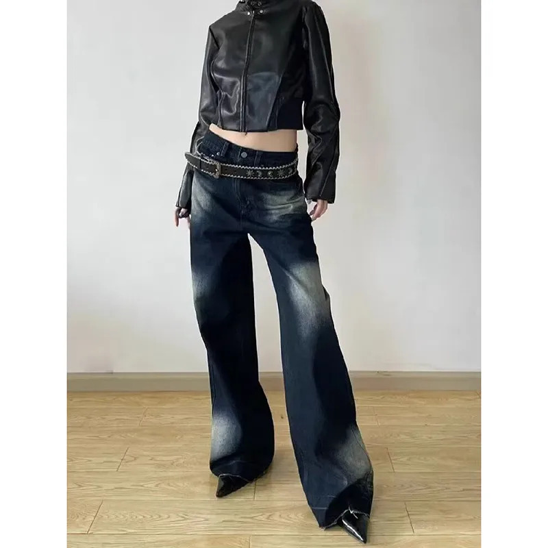 Blue Baggy Jeans: Vintage Korean Oversize High Waist Cowboy Pants - Y2K Emo Trashy Clothes