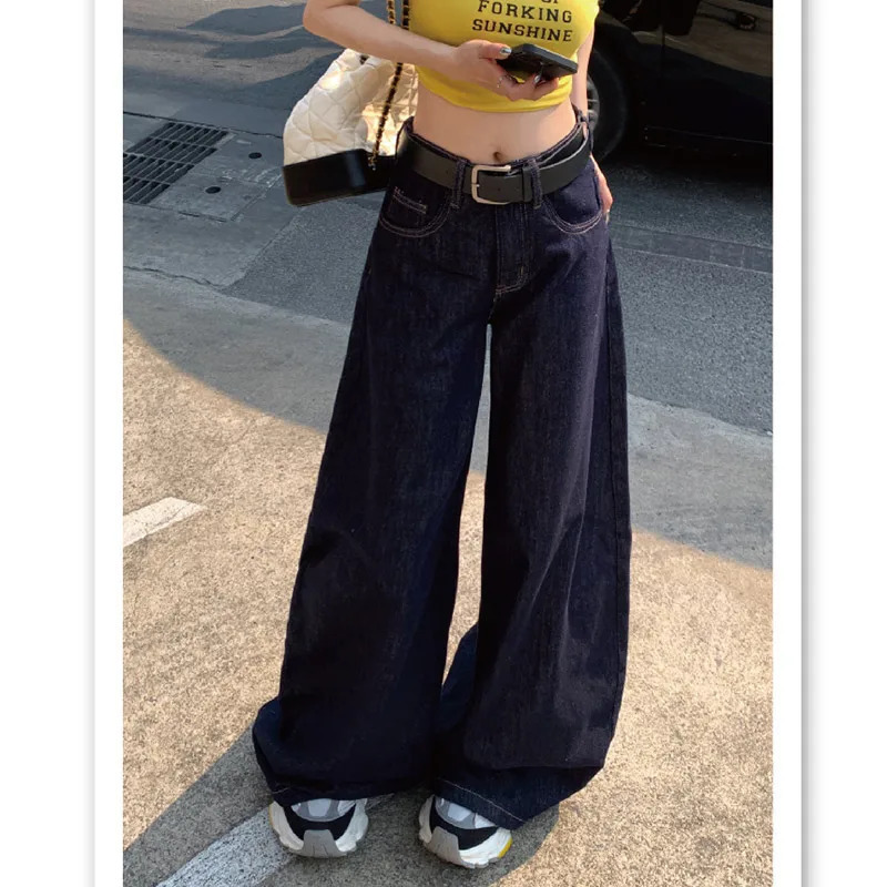 Blue Baggy Jeans: Vintage Y2K Denim Trousers for Women - Harajuku High Waist Wide Leg Pants