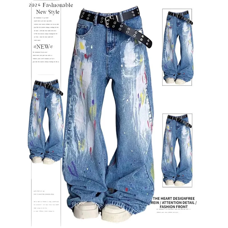 Blue Baggy Jeans: Vintage Y2K Streetwear High Waist Oversize Denim Pants