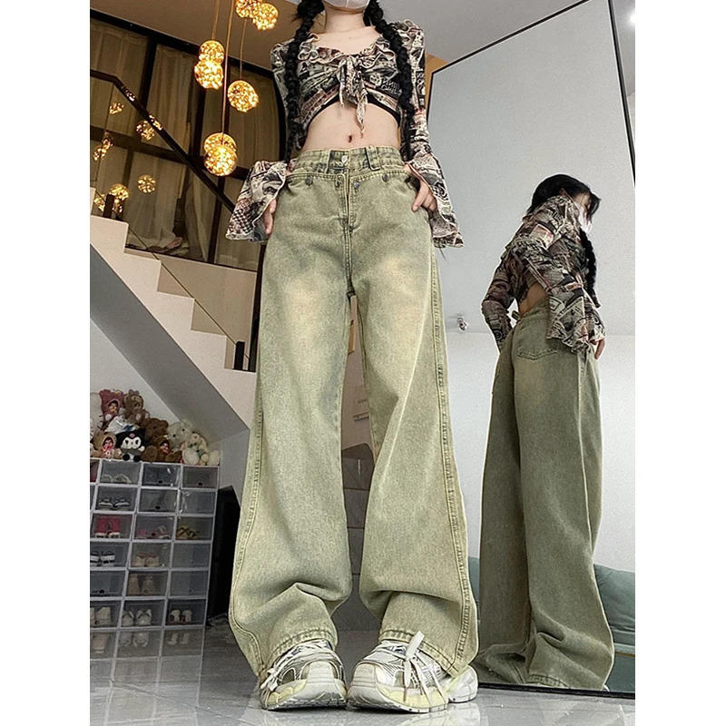 Blue High Waist Vintage Denim Pants - Y2K Streetwear Fashion