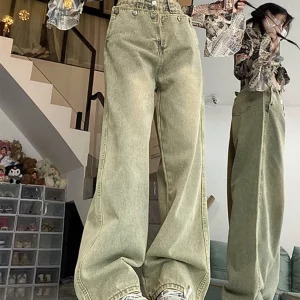 Blue High Waist Vintage Denim Pants - Y2K Streetwear Fashion