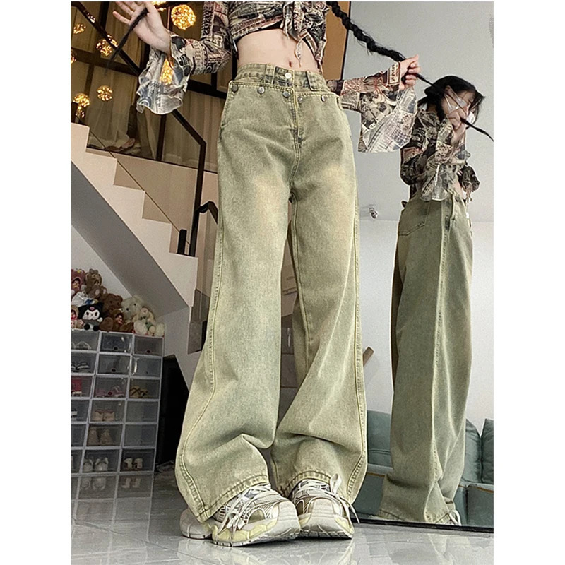 Blue High Waist Vintage Denim Pants - Y2K Streetwear Fashion