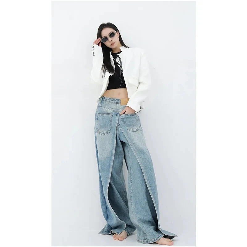 Blue Jeans Y2k Vintage High Waist Baggy Cowboy Pants - Aesthetic Harajuku Denim Trousers for