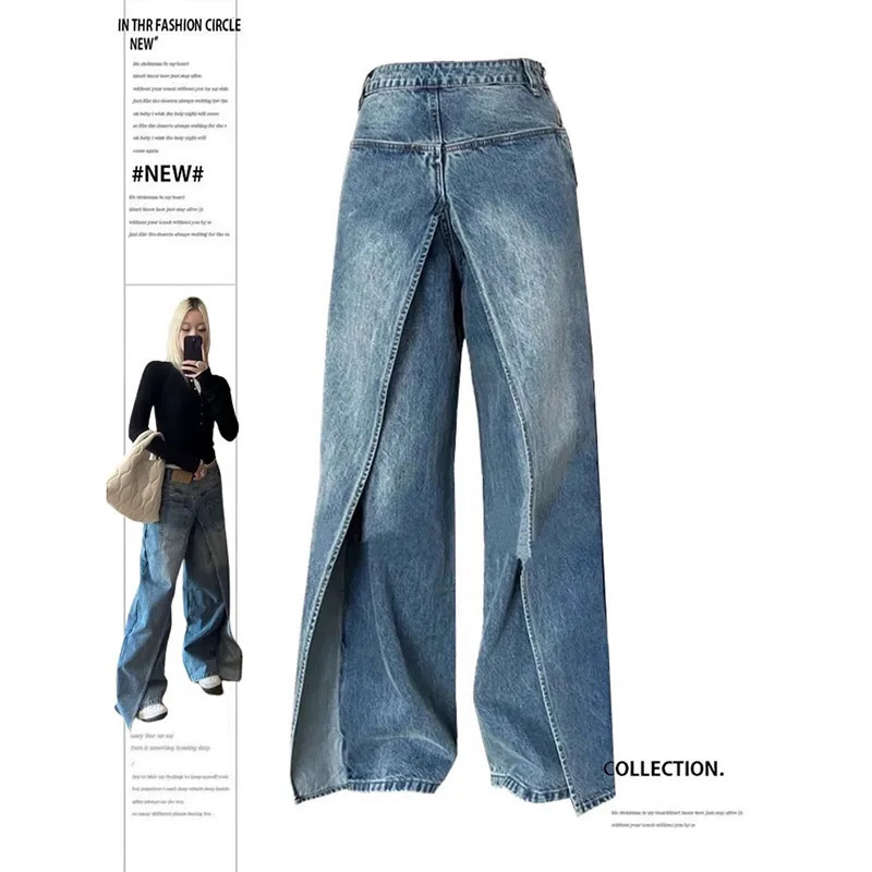 Blue Jeans Y2k Vintage High Waist Baggy Cowboy Pants - Aesthetic Harajuku Denim Trousers for