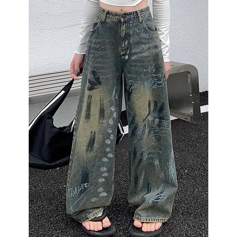 Blue Oversize Jeans Vintage High Waist Cowboy Pants - Y2K 90s Aesthetic Grunge Outfit