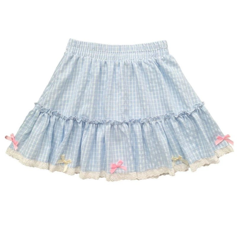 Blue Plaid Lolita Skirt - Y2K Summer Grunge Outfit, 90s Fashion, Retro Style, Y