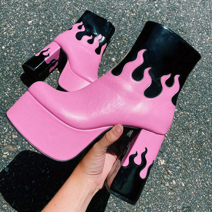 Bubblegum Pink Boots - Y2K & 90s Fashion, Grunge, Retro, Summer & Party Outfits