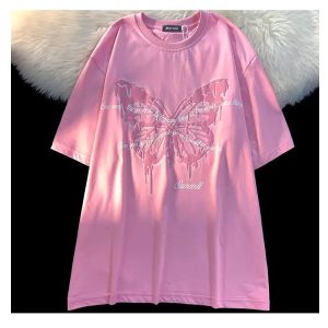 Butterfly Cotton Y2k T-Shirt - Retro 90s Grunge Summer Outfit, Y2k Fashion, Baby Te