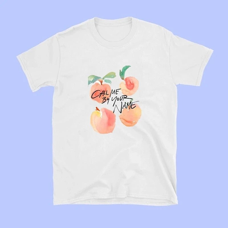 "Call Me By Your Name Retro Peach T-Shirt - Y2K & 90s Fashion, Grunge, Summer &