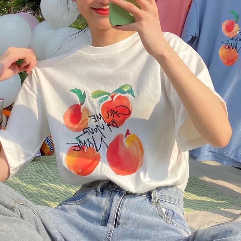 "Call Me By Your Name Retro Peach T-Shirt - Y2K & 90s Fashion, Grunge, Summer &