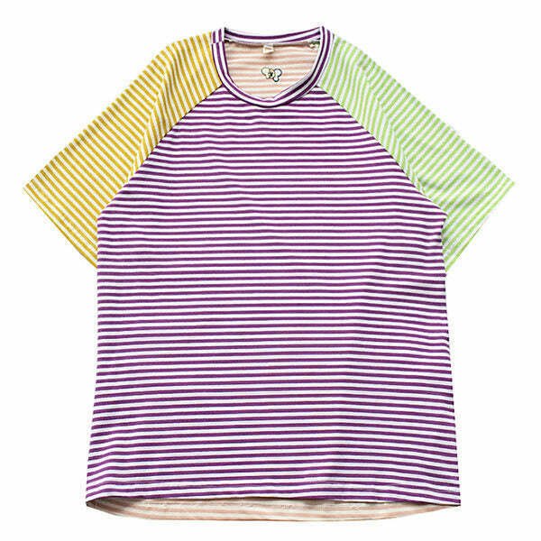 Candy Stripes Tee - Y2K Summer Grunge, 90s Retro, Pastel Goth, and Hip Hop Fashion