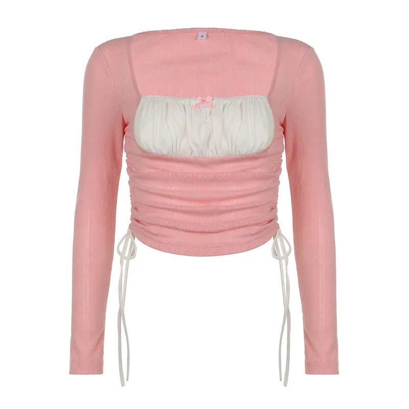 Candyfloss Dreams Ruched Top - Y2K Summer Outfit, 90s Fashion, Grunge, Retro Style,