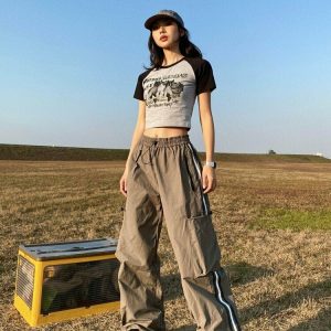 Cat Print Y2k Crop Top - Retro 90s Grunge Summer Outfit, Y2k Fashion, Baby Tees