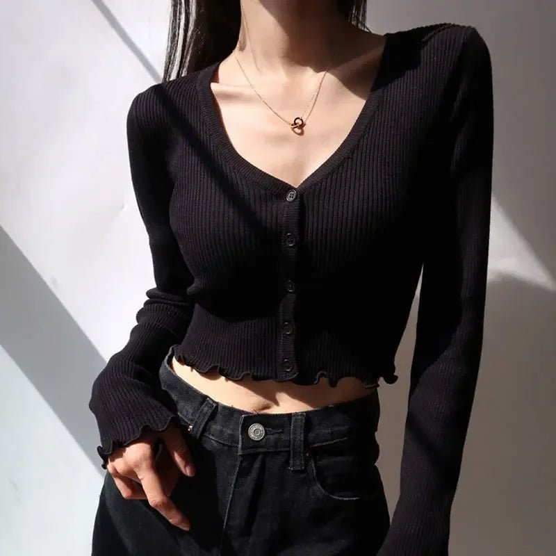 Chic Crop Cardigan Top - Y2K Summer Grunge, 90s Fashion, Retro Goth, Y2K