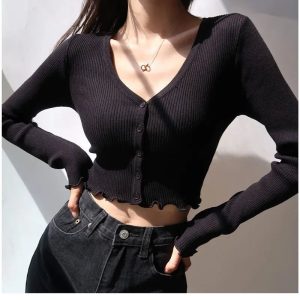 Chic Crop Cardigan Top - Y2K Summer Grunge, 90s Fashion, Retro Goth, Y2K