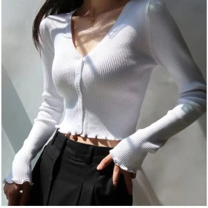 Chic Crop Cardigan Top - Y2K Summer Grunge, 90s Fashion, Retro Goth, Y2K