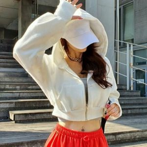 Chic Zip Up Hoodie - Y2K & 90s Fashion, Grunge, Retro, Summer Outfits, Y