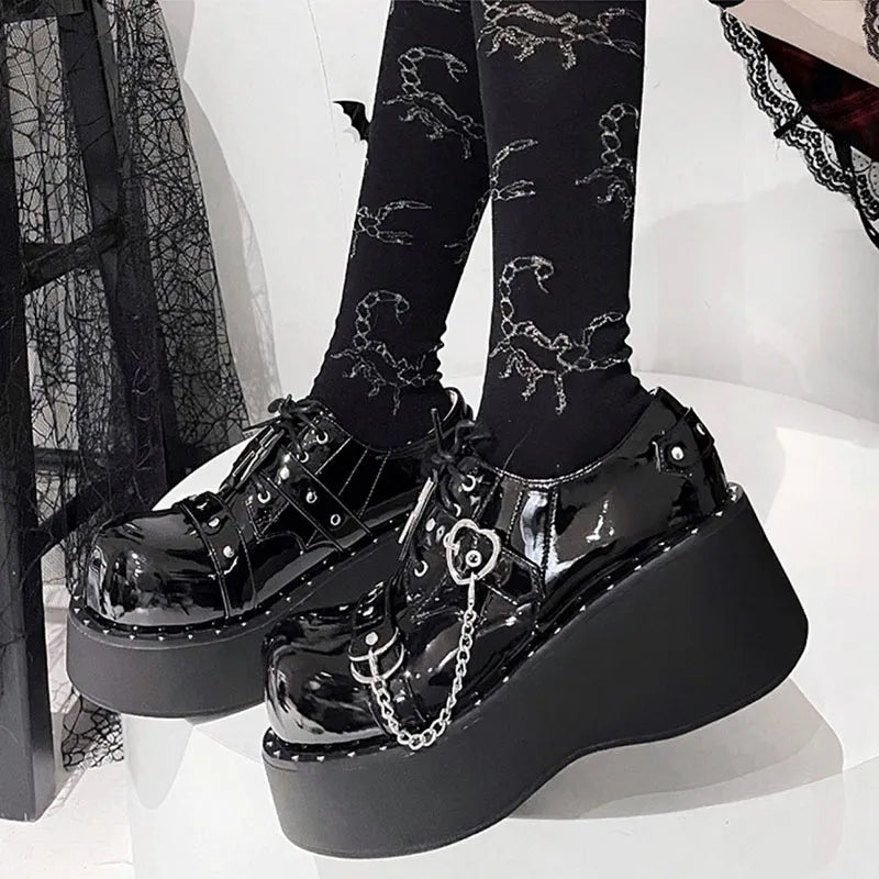 Chunky Mary Jane Platform Boots - Y2K & 90s Grunge Fashion, Retro Goth, Summer Party Outfits