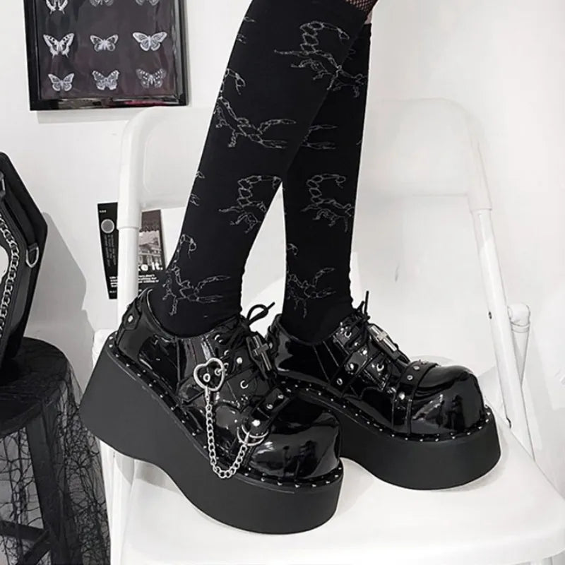 Chunky Mary Jane Platform Boots - Y2K & 90s Grunge Fashion, Retro Goth, Summer Party Outfits